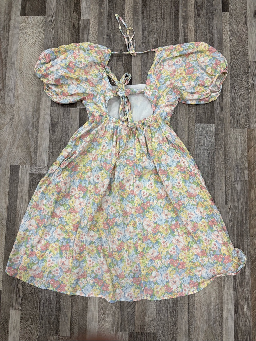 Jillian Harris x Joe Fresh Pastel Floral Puff Sleeve Day Dress Small - Picture 6 of 6